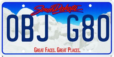 SD license plate 0BJG80