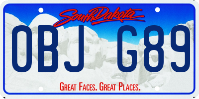 SD license plate 0BJG89
