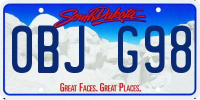 SD license plate 0BJG98