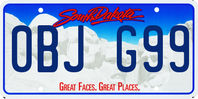 SD license plate 0BJG99