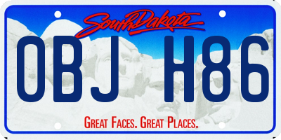SD license plate 0BJH86