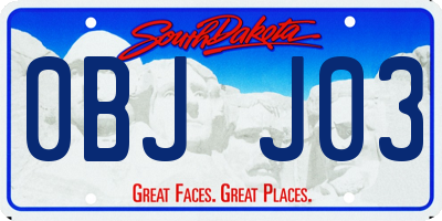 SD license plate 0BJJ03