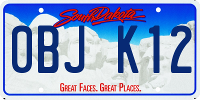 SD license plate 0BJK12