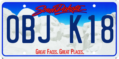 SD license plate 0BJK18