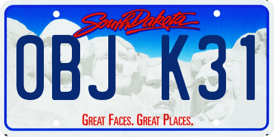 SD license plate 0BJK31
