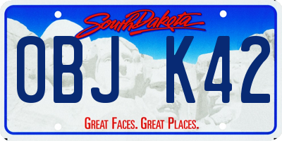 SD license plate 0BJK42