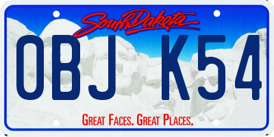 SD license plate 0BJK54