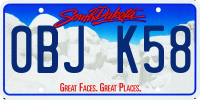 SD license plate 0BJK58