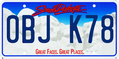 SD license plate 0BJK78