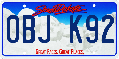 SD license plate 0BJK92