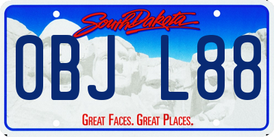 SD license plate 0BJL88