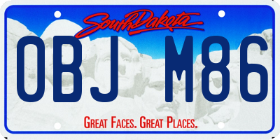 SD license plate 0BJM86