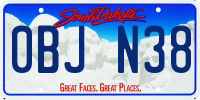 SD license plate 0BJN38