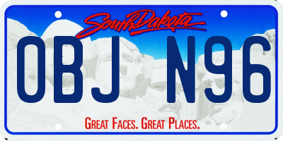 SD license plate 0BJN96