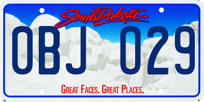 SD license plate 0BJO29