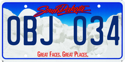 SD license plate 0BJO34