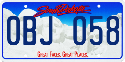 SD license plate 0BJO58