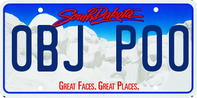 SD license plate 0BJP00