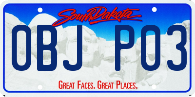 SD license plate 0BJP03