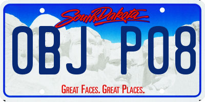 SD license plate 0BJP08