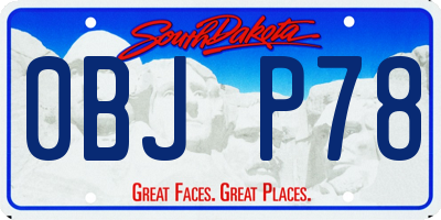 SD license plate 0BJP78
