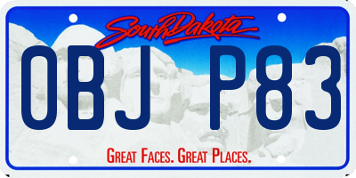 SD license plate 0BJP83