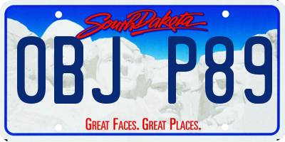 SD license plate 0BJP89