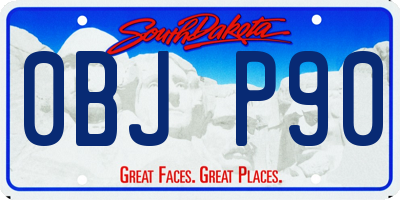 SD license plate 0BJP90