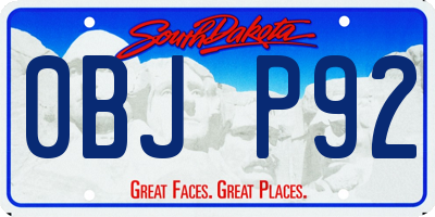 SD license plate 0BJP92