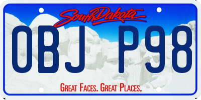 SD license plate 0BJP98