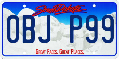SD license plate 0BJP99