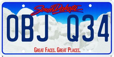 SD license plate 0BJQ34