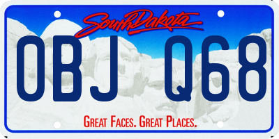 SD license plate 0BJQ68