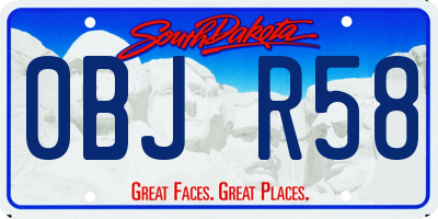 SD license plate 0BJR58