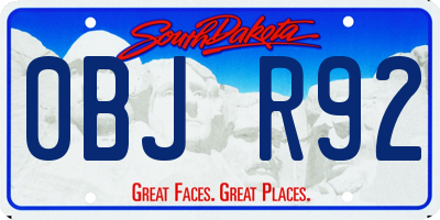 SD license plate 0BJR92