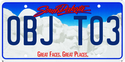SD license plate 0BJT03