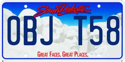SD license plate 0BJT58