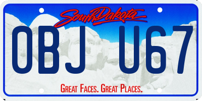 SD license plate 0BJU67
