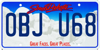 SD license plate 0BJU68
