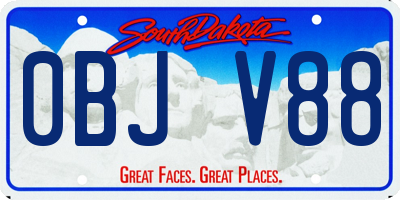 SD license plate 0BJV88