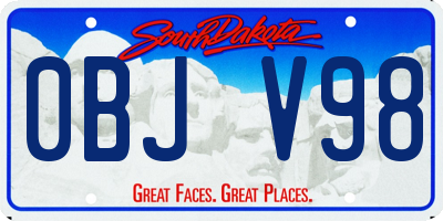 SD license plate 0BJV98