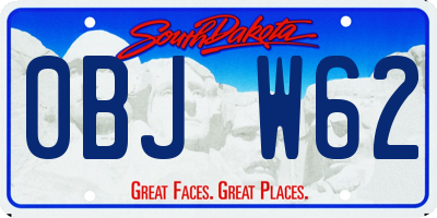 SD license plate 0BJW62