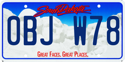 SD license plate 0BJW78