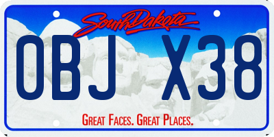 SD license plate 0BJX38