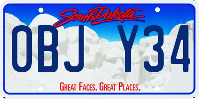 SD license plate 0BJY34