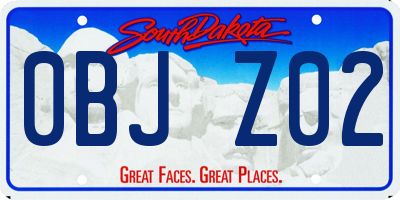 SD license plate 0BJZ02