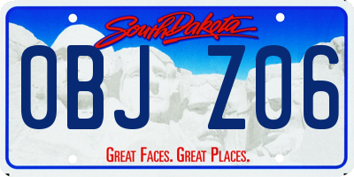 SD license plate 0BJZ06