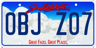SD license plate 0BJZ07
