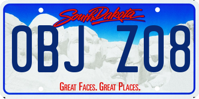 SD license plate 0BJZ08