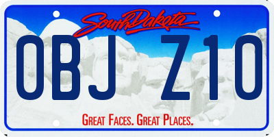 SD license plate 0BJZ10